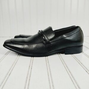 Perry Ellis Randle Portfolio Black Leather Slip On Elegant Dress Shoes A277